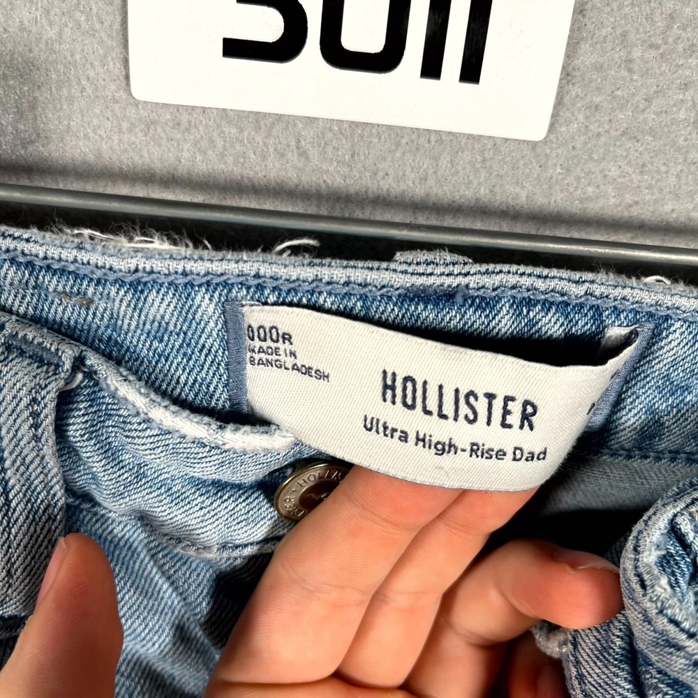 Hollister Dad Jeans Womens 000R Blue Denim Ultra High Rise Light Wash Straight - Picture 9 of 9